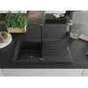 Granitinė virtuvinė plautuvė Mexen Cesar su maišytuvu ir sifonu, Metallic juodas/sidabrinis+Juodas