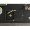 Granitinė virtuvinė plautuvė Mexen Cesar su maišytuvu ir sifonu, Metallic juodas/sidabrinis+Juodas/Gold
