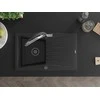 Granitinė virtuvinė plautuvė Mexen Cesar su maišytuvu ir sifonu, Metallic juodas/sidabrinis+Juodas/Chrome