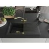 Granitinė virtuvinė plautuvė Mexen Cesar su maišytuvu ir sifonu, Metallic juodas/sidabrinis+Juodas/Gold