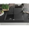 Granitinė virtuvinė plautuvė Mexen Cesar su maišytuvu ir sifonu, Juodas granite+Juodas