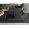 Granitinė virtuvinė plautuvė Mexen Cesar su maišytuvu ir sifonu, Metallic juodas/sidabrinis+Juodas