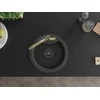 Granitinė virtuvinė plautuvė Mexen Diego su maišytuvu ir sifonu, Juodas granite+Juodas/Gold