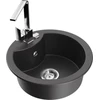 Granitinė virtuvinė plautuvė Mexen Diego su maišytuvu ir sifonu, Juodas granite+Chrome