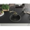 Granitinė virtuvinė plautuvė Mexen Diego su maišytuvu ir sifonu, Juodas granite+Juodas/Gold
