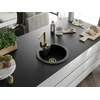 Granitinė virtuvinė plautuvė Mexen Diego su maišytuvu ir sifonu, Metallic juodas/sidabrinis+Gold