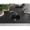 Granitinė virtuvinė plautuvė Mexen Diego su maišytuvu ir sifonu, Metallic juodas/sidabrinis+Juodas/Chrome