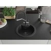 Granitinė virtuvinė plautuvė Mexen Diego su maišytuvu ir sifonu, Metallic juodas/sidabrinis+Juodas/Chrome