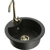 Granitinė virtuvinė plautuvė Mexen Diego su maišytuvu ir sifonu, Metallic juodas/auksinis+Gold