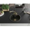 Granitinė virtuvinė plautuvė Mexen Diego su maišytuvu ir sifonu, Metallic juodas/auksinis+Juodas/Gold