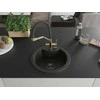 Granitinė virtuvinė plautuvė Mexen Diego su maišytuvu ir sifonu, Metallic juodas/auksinis+Juodas/Gold