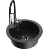 Granitinė virtuvinė plautuvė Mexen Diego su maišytuvu ir sifonu, Metallic juodas/sidabrinis+Juodas/Chrome