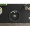 Granitinė virtuvinė plautuvė Mexen Diego su sifonu, Juodas granite+Chrome, 488 x 480 mm