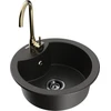 Granitinė virtuvinė plautuvė Mexen Diego su maišytuvu ir sifonu, Metallic juodas/auksinis+Gold(B)