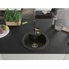 Granitinė virtuvinė plautuvė Mexen Diego su maišytuvu ir sifonu, Metallic juodas/auksinis+Juodas/Gold