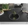 Granitinė virtuvinė plautuvė Mexen Diego su maišytuvu ir sifonu, Juodas granite+Juodas granite/Gold