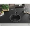Granitinė virtuvinė plautuvė Mexen Diego su maišytuvu ir sifonu, Juodas granite+Juodas granite/Chrome