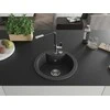 Granitinė virtuvinė plautuvė Mexen Diego su maišytuvu ir sifonu, Juodas granite+Juodas/Chrome