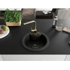 Granitinė virtuvinė plautuvė Mexen Diego su maišytuvu ir sifonu, Metallic juodas/auksinis+Gold(B)