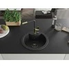 Granitinė virtuvinė plautuvė Mexen Diego su maišytuvu ir sifonu, Metallic juodas/sidabrinis+Juodas/Gold