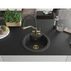 Granitinė virtuvinė plautuvė Mexen Diego su maišytuvu ir sifonu, Juodas granite+Juodas/Gold