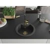 Granitinė virtuvinė plautuvė Mexen Diego su maišytuvu ir sifonu, Juodas granite+Juodas/Gold