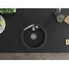 Granitinė virtuvinė plautuvė Mexen Diego su sifonu, Metallic juodas/sidabrinis+Chrome, 488 x 480 mm