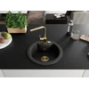 Granitinė virtuvinė plautuvė Mexen Diego su maišytuvu ir sifonu, Juodas granite+Gold