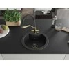 Granitinė virtuvinė plautuvė Mexen Diego su maišytuvu ir sifonu, Metallic juodas/sidabrinis+Juodas/Gold