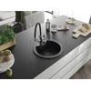 Granitinė virtuvinė plautuvė Mexen Diego su maišytuvu ir sifonu, Metallic juodas/sidabrinis+Juodas/Chrome