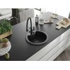 Granitinė virtuvinė plautuvė Mexen Diego su maišytuvu ir sifonu, Metallic juodas/sidabrinis+Juodas
