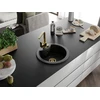 Granitinė virtuvinė plautuvė Mexen Diego su maišytuvu ir sifonu, Juodas granite+Gold