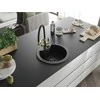 Granitinė virtuvinė plautuvė Mexen Diego su maišytuvu ir sifonu, Metallic juodas/sidabrinis+Juodas/Gold