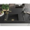 Granitinė virtuvinė plautuvė Mexen Elias su maišytuvu ir sifonu, Juodas granite+Juodas/Gold