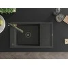 Granitinė virtuvinė plautuvė Mexen Elias su maišytuvu ir sifonu, Juodas granite+Juodas/Gold