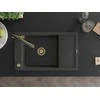 Granitinė virtuvinė plautuvė Mexen Elias su maišytuvu ir sifonu, Juodas granite+Juodas/Gold