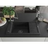 Granitinė virtuvinė plautuvė Mexen Elias su maišytuvu ir sifonu, Metallic juodas/sidabrinis+Juodas/Chrome
