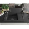 Granitinė virtuvinė plautuvė Mexen Elias su maišytuvu ir sifonu, Juodas granite+Juodas/Chrome