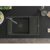 Granitinė virtuvinė plautuvė Mexen Elias su maišytuvu ir sifonu, Juodas granite+Juodas/Chrome