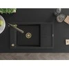 Granitinė virtuvinė plautuvė Mexen Elias su maišytuvu ir sifonu, Metallic juodas/sidabrinis+Juodas/Gold