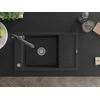 Granitinė virtuvinė plautuvė Mexen Elias su maišytuvu ir sifonu, Metallic juodas/sidabrinis+Juodas/Chrome