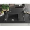 Granitinė virtuvinė plautuvė Mexen Elias su maišytuvu ir sifonu, Juodas granite+Juodas/Chrome