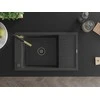 Granitinė virtuvinė plautuvė Mexen Elias su maišytuvu ir sifonu, Juodas granite+Juodas/Gold