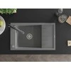 Granitinė virtuvinė plautuvė Mexen Elias su maišytuvu ir sifonu, Pilkas+Juodas/Chrome