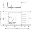 Granitinė virtuvinė plautuvė Mexen Elias su sifonu, Baltas+Juodas, 795 x 480 mm