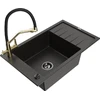 Granitinė virtuvinė plautuvė Mexen Elias su maišytuvu ir sifonu, Metallic juodas/auksinis+Juodas/Gold