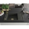 Granitinė virtuvinė plautuvė Mexen Elias su maišytuvu ir sifonu, Juodas granite+Juodas/Gold