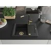 Granitinė virtuvinė plautuvė Mexen Enzo su maišytuvu ir sifonu, Metallic juodas/sidabrinis+Juodas/Gold
