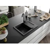Granitinė virtuvinė plautuvė Mexen Enzo su maišytuvu ir sifonu, Juodas granite+Juodas(B)