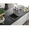 Granitinė virtuvinė plautuvė Mexen Enzo su maišytuvu ir sifonu, Juodas granite+Juodas/Gold